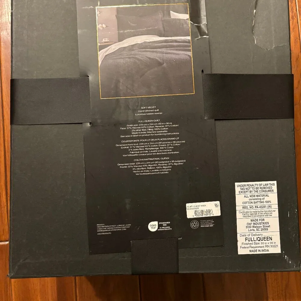 Donna Karan Soft Velvet Hand Stitched Quilt